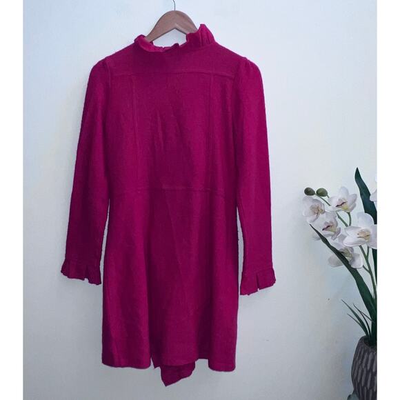 Madison 100% Wool Red Ruffled Jacket Trench Coat Women's Size Small - Picture 2 of 8